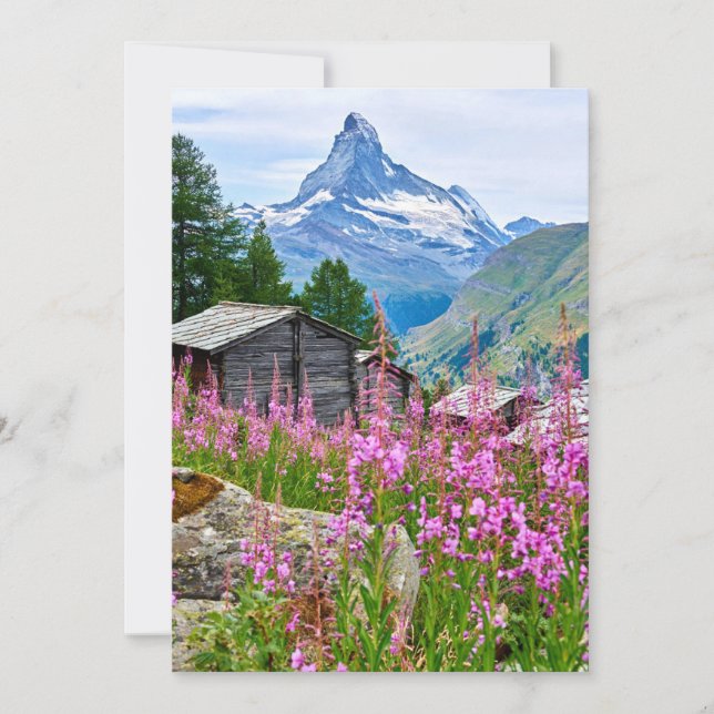 Tarjeta De Agradecimiento Flores | Summer Matterhorn Suiza (Anverso)