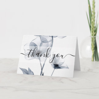 Tarjeta De Agradecimiento Flores translúcidas azules personalizadas agradeci