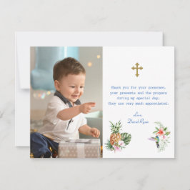 Tarjeta De Agradecimiento Flores tropicales Foto de niño niño niño travesía 