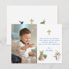 Tarjeta De Agradecimiento Flores tropicales Foto de niño niño niño travesía 