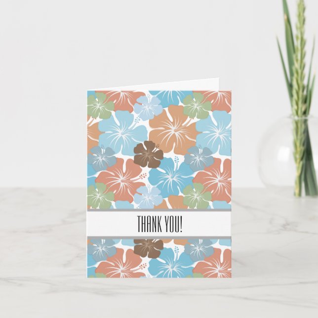 Tarjeta De Agradecimiento Flores tropicales hawaianas de Hibiscus Gracias (Anverso)