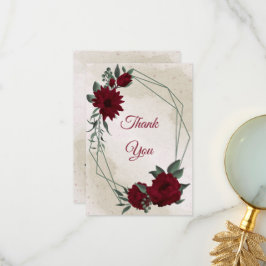 Tarjeta De Agradecimiento Flores verde burgundy