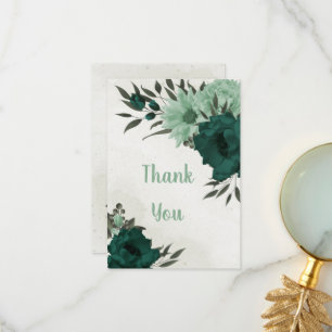 Tarjeta De Agradecimiento flores verdes esmeraldas botánicas