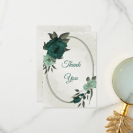 Tarjeta De Agradecimiento flores verdes esmeraldas botánicas