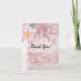 Tarjeta De Agradecimiento Flores verdes rosadas del Día de la Madre