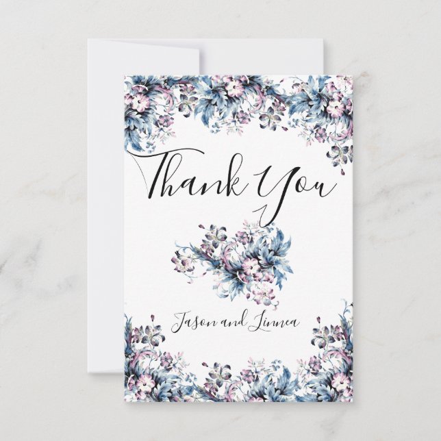 Tarjeta De Agradecimiento Flores victorianas elegantes de estilo Art Déco (Anverso)