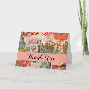 Tarjeta De Agradecimiento Flores Vintage Hula Coloridas Hawaianas Tropicales