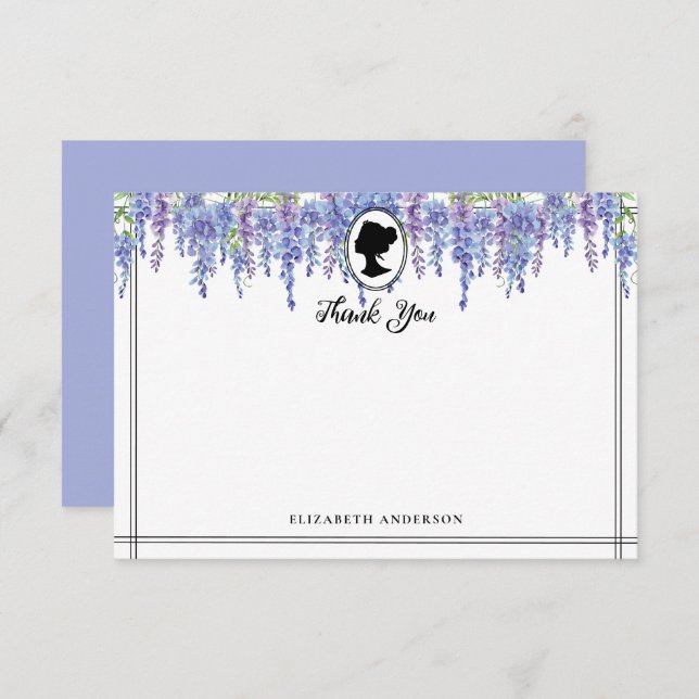Tarjeta De Agradecimiento Flores violetas moradas Bridgerton Bridal Shower (Anverso / Reverso)