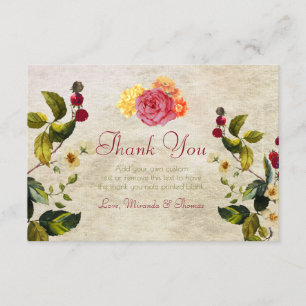 Tarjeta De Agradecimiento Flores y Bayas Gracias