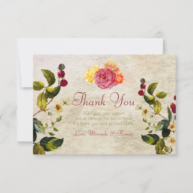 Tarjeta De Agradecimiento Flores y Berries Gracias (Anverso)