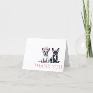 Tarjeta De Agradecimiento Flores y Bulldoges franceses