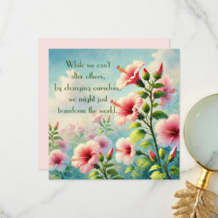 Tarjeta De Agradecimiento Flores y comillas hibiscus