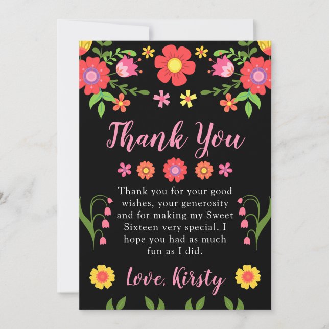 Tarjeta De Agradecimiento Flores y Follaje Bonito con Estilo Rústico Cumple  (Anverso)