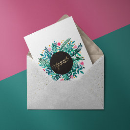 Tarjeta De Agradecimiento Flores y follaje rosas y verdes