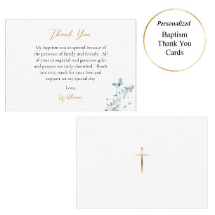 Tarjeta De Agradecimiento Flores y Mariposas Bautismo Ortodoxo Cristiano