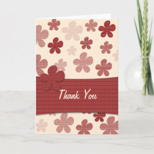 Tarjeta De Agradecimiento Flores y modelo rojos de la materia textil