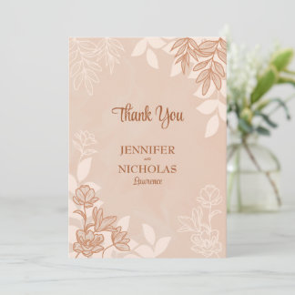 Tarjeta De Agradecimiento Flores y ornamentos modernos para Boda
