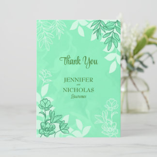 Tarjeta De Agradecimiento Flores y ornamentos modernos para Boda