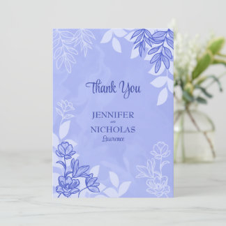Tarjeta De Agradecimiento Flores y ornamentos modernos para Boda
