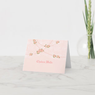 Tarjeta De Agradecimiento Flores y perlas Notecard personalizada