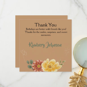 Tarjeta De Agradecimiento Florescer y Celebrar Cumpleaños Floral
