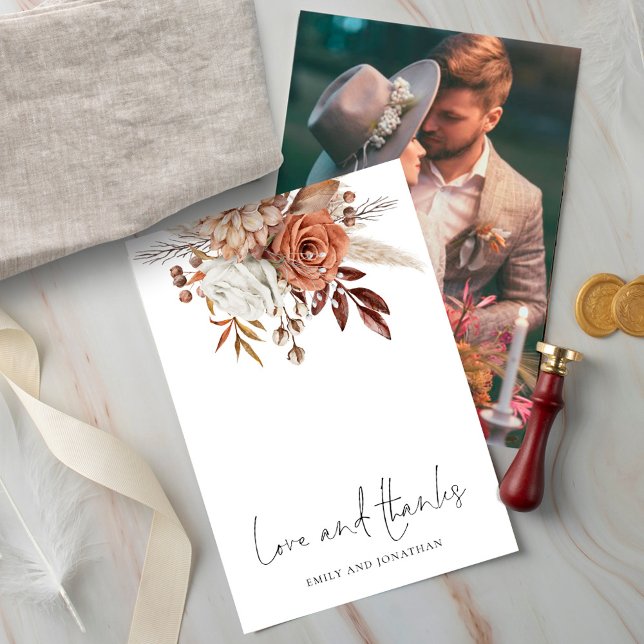 Tarjeta De Agradecimiento Florités Rústicos Foto Amor Gracias Boda (Subido por el creador)