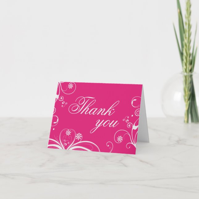 Tarjeta de agradecimiento Flourish Fuchsia (Anverso)