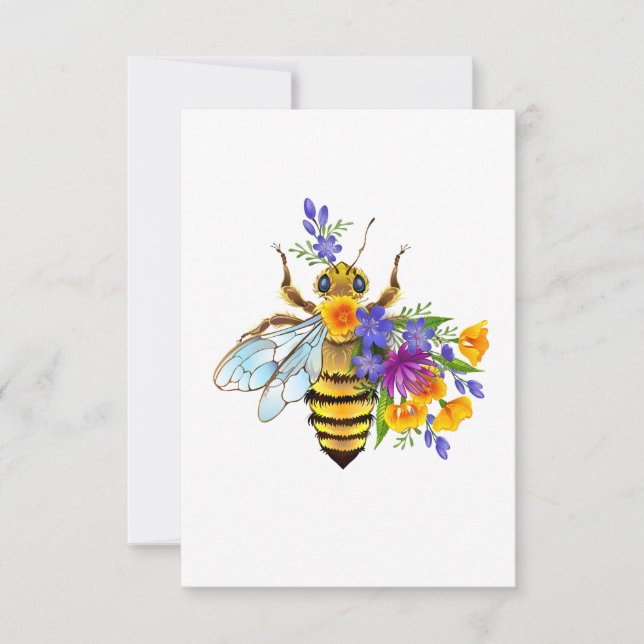 Tarjeta De Agradecimiento Flower bee with wild plants (Anverso)