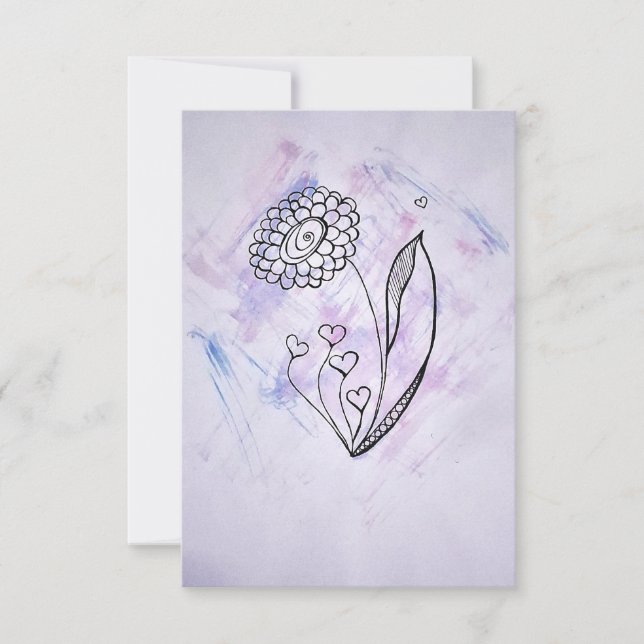 Tarjeta De Agradecimiento Flower with Hearts Thank you card (Anverso)