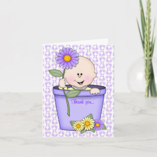 TARJETA DE AGRADECIMIENTO FLOWERPOT BEBY PURPLE GRACIAS NOTAR MUMSBUBSNGRUBS