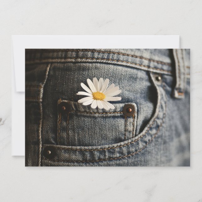 Tarjeta De Agradecimiento Flowers | Daisy in Jeans Pocket (Anverso)