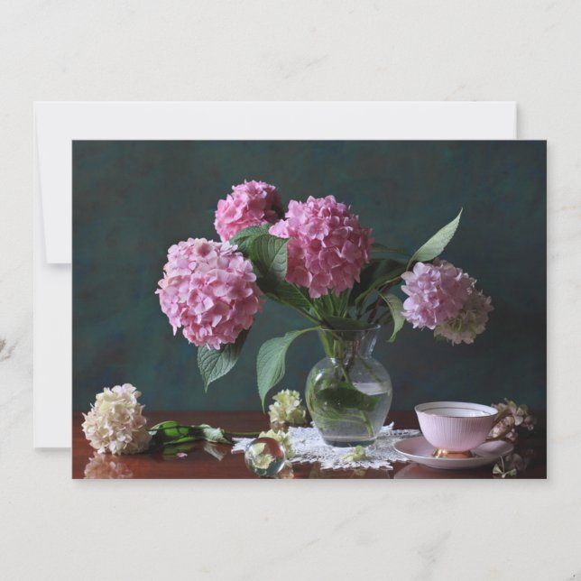 Tarjeta De Agradecimiento Flowers | Hydrangeas in Vase (Anverso)