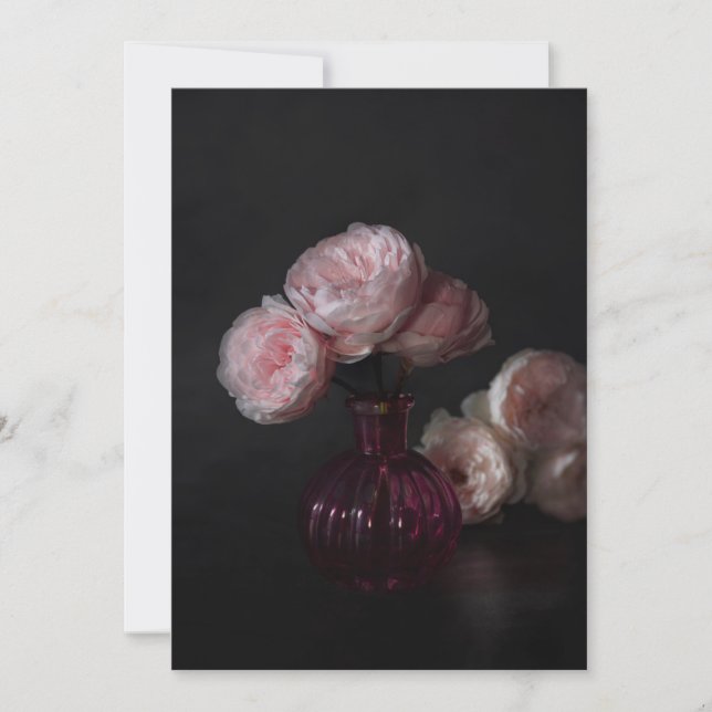 Tarjeta De Agradecimiento Flowers | Pale Pink Peonies in Vase (Anverso)