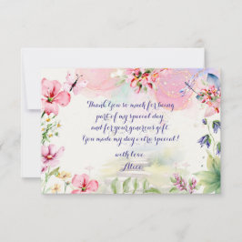 Tarjeta De Agradecimiento Flutter y girar Jardín de hadas cumpleaños acuarel