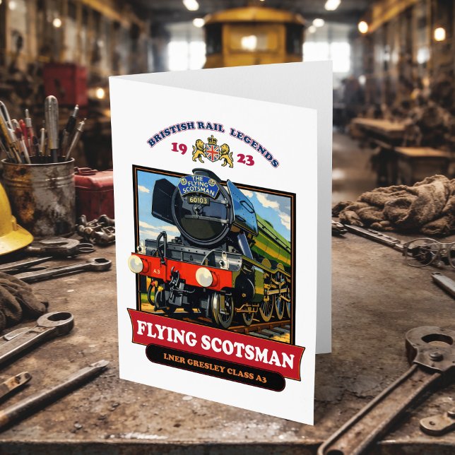 Tarjeta De Agradecimiento Flying Scotsman 4472 Steam Locomotive Retro Poster (Flying Scotsman 4472 Steam Locomotive Retro Poster. Thank You Card)