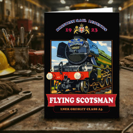 Tarjeta De Agradecimiento Flying Scotsman Steam Locomotive Vintage Poster