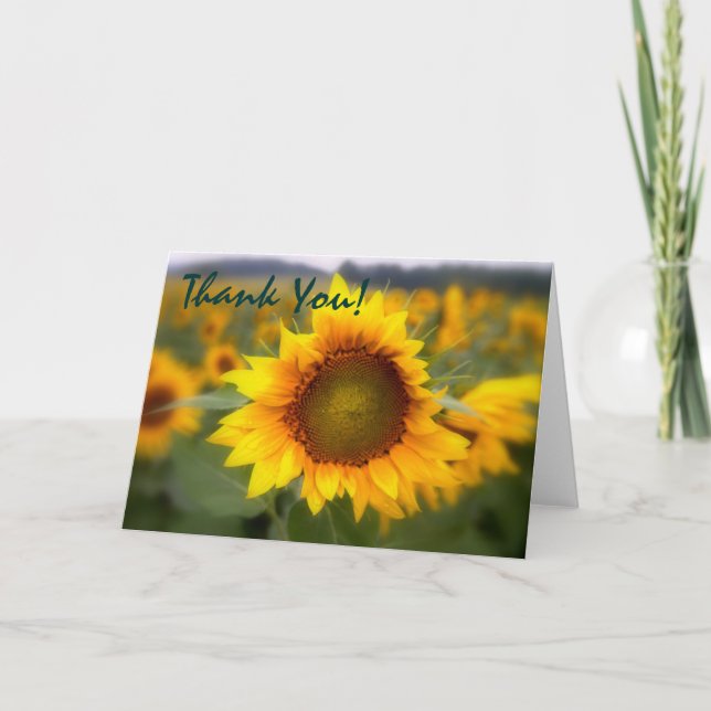 Tarjeta De Agradecimiento Foco suave Girasol Gracias (Anverso)