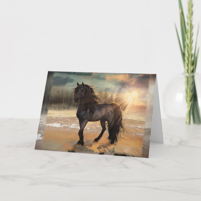 Tarjeta De Agradecimiento Foggy Friesian Morning Greeting (Anverso)