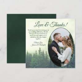 Tarjeta De Agradecimiento Foggy Green Pine Trees un Boda ruso oval foto