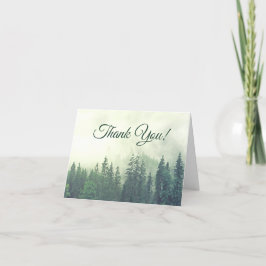 Tarjeta De Agradecimiento Foggy Green Pines Simple Rustic Boda Photo