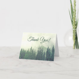 Tarjeta De Agradecimiento Foggy Green Pines Simple Rustic Boda Photo