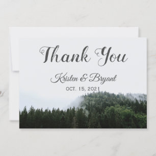 Tarjeta De Agradecimiento Foggy Pine Trees Rain Forest Boda Gracias