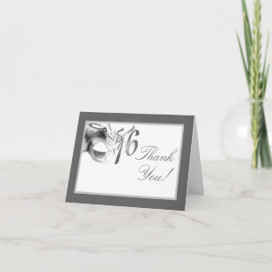 Tarjeta De Agradecimiento Folded Gracias Card Sweet 16 Silver White