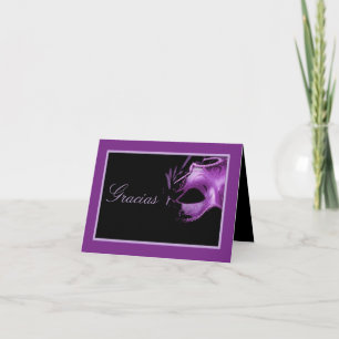 Tarjeta De Agradecimiento Folded Thank you Card Mis XV Purple Morado