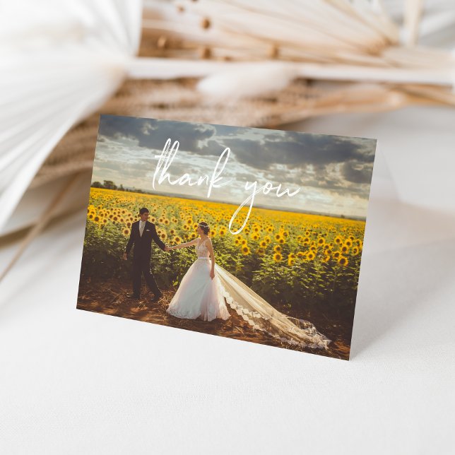 Tarjeta De Agradecimiento Folded Wedding Thank You Card - White Script (Subido por el creador)