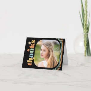 Tarjeta De Agradecimiento Foldover de graduación de fotografía de Boho Retro