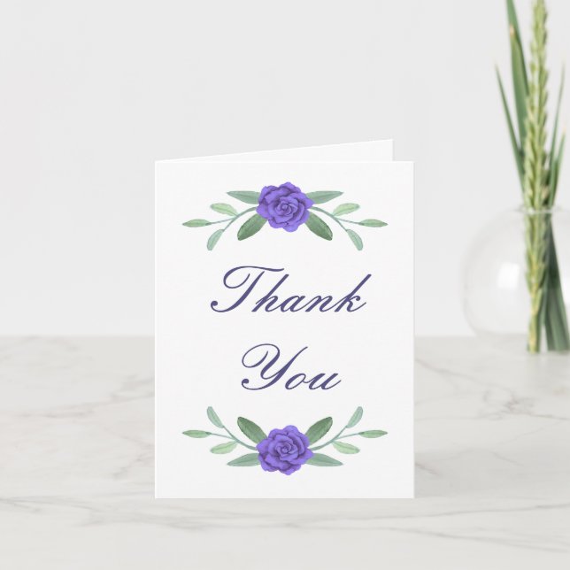 Tarjeta De Agradecimiento Foliage azul morado de vegetación floral gracias t (Anverso)