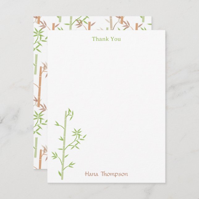 Tarjeta De Agradecimiento Foliage de Bambú, hojas de vegetación oriental (Anverso / Reverso)