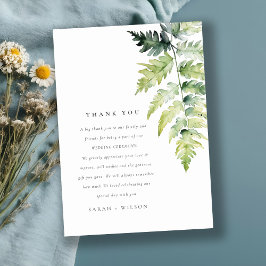 TARJETA DE AGRADECIMIENTO FOLIAGE DE HELECHO DE ACUARELA VERDE GRACIAS