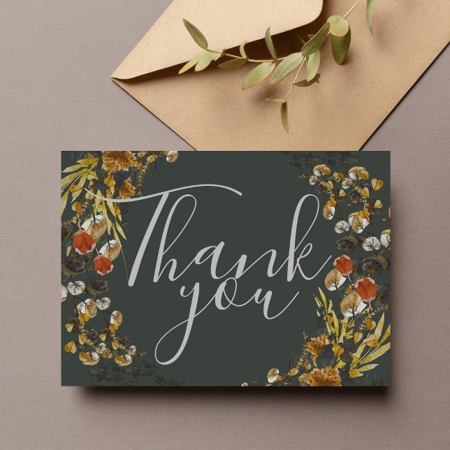 Tarjeta De Agradecimiento Foliage de otoño Wreath de vegetación seca (Subido por el creador)